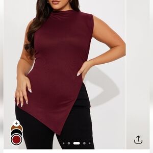 Fashion Nova Asymmetrical Burgundy Tank Top